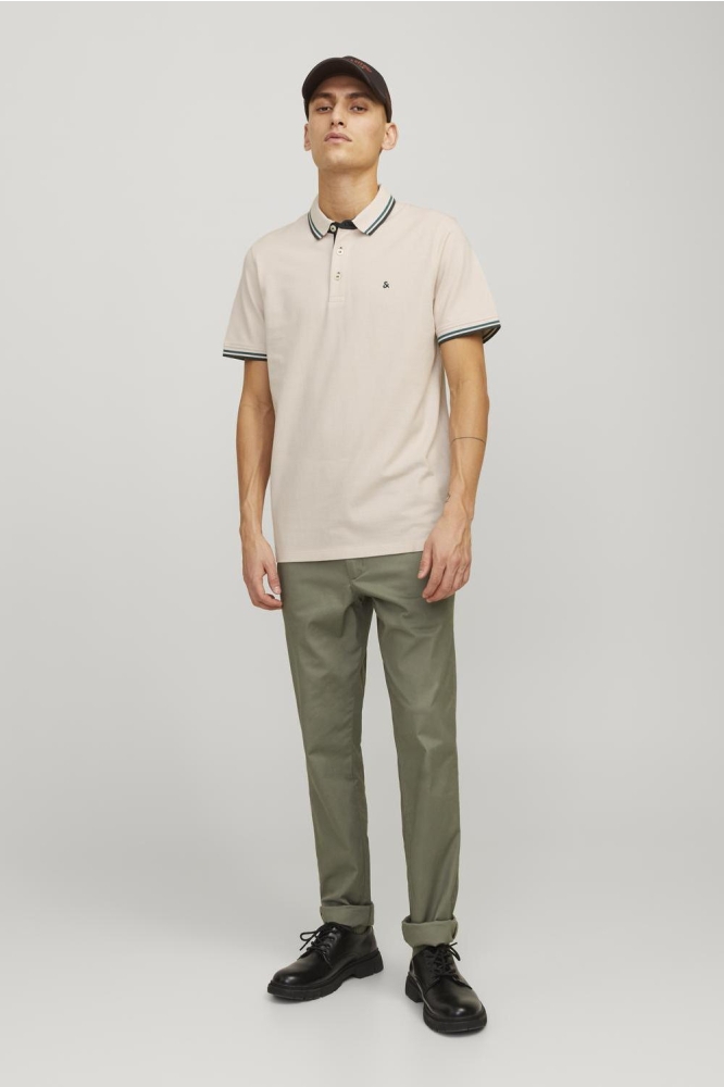 JJEPAULOS POLO SS NOOS 12136668 MOONBEAM/PLAY